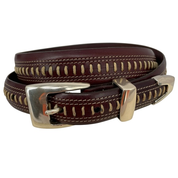 Brighton Onyx Brown Leather Silver Buckle Western Casual Everyday Belt  - 38 - Picture 1 of 12